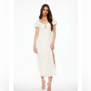 Dynamite puff sleeve linen maxi dress
